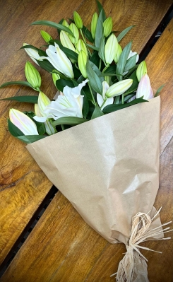Lilies wrapped in paper