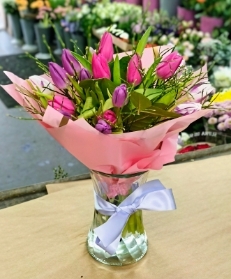 Tulips in a glass vase